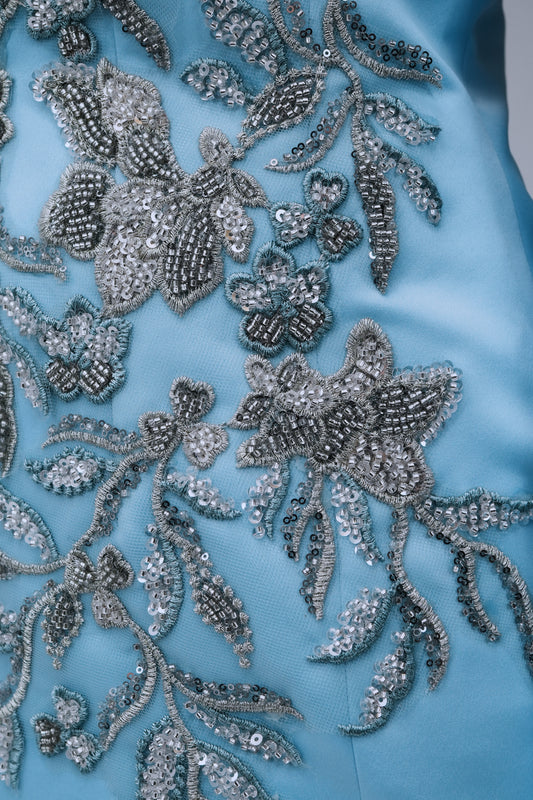 Сако с бродерия - син цвят